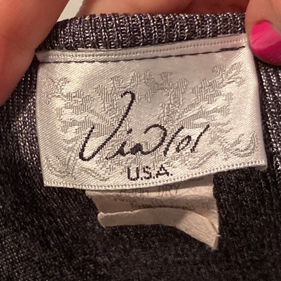 Metallic Grey 3/4 length Sleeve Crop Top by Via101 - Picture 3 of 3